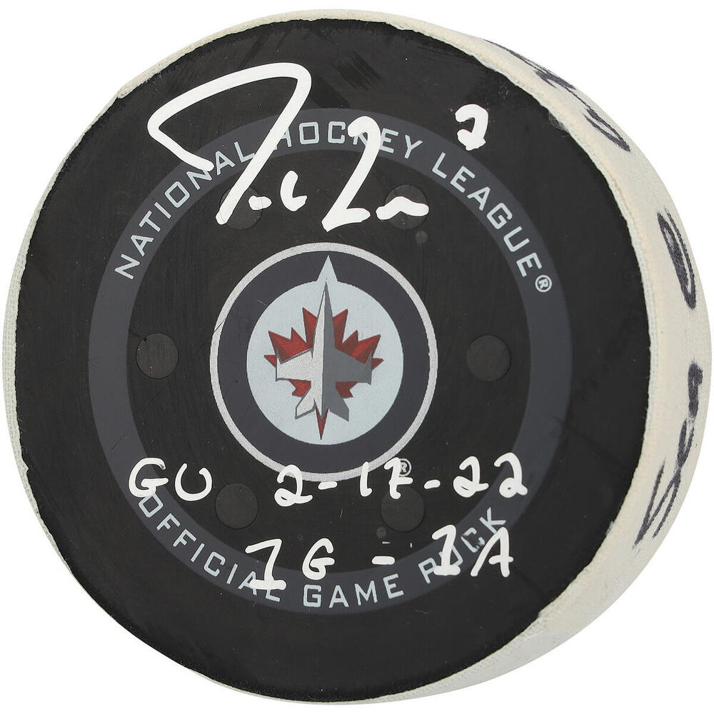 Jordan Eberle Seattle Kraken Autographed Game-Used Puck vs. Winnipeg Jets on February 17, 2022 with Multiple Inscriptions