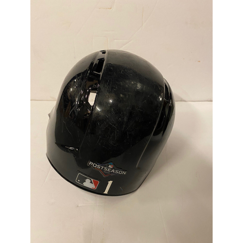 Ozzie Albies Team Issued Road Helmet with 2019 Postseason Sticker