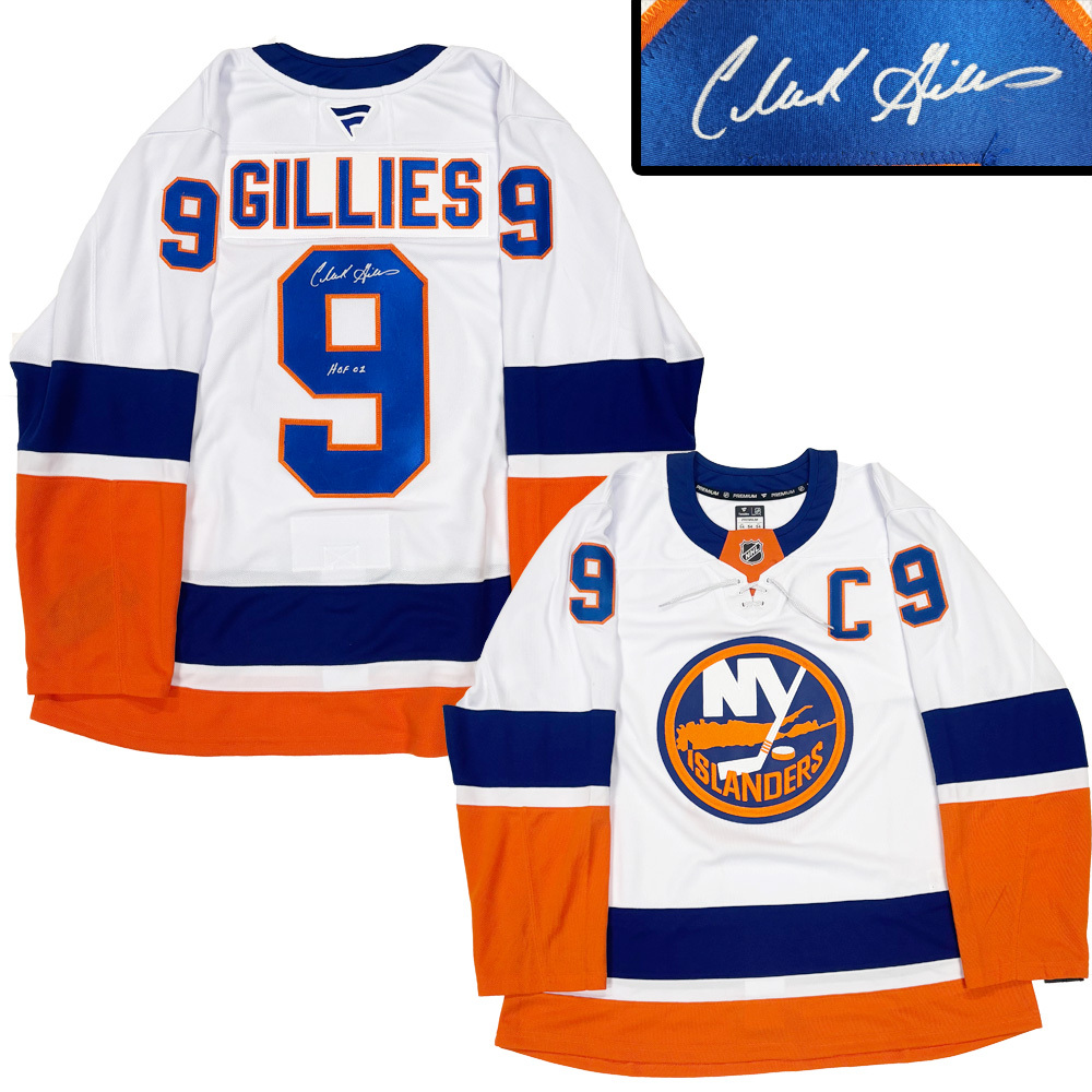 CLARK GILLIES Signed New York Islanders White Fanatics Premium Jersey - HOF 02