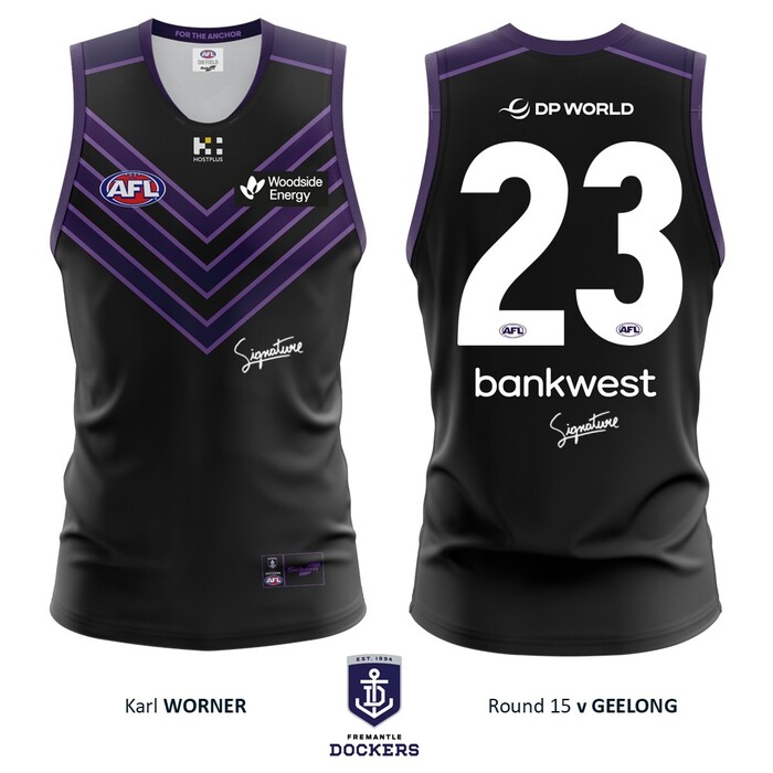 Photo of Karl Worner #23 Fremantle 2026 Stealth Match-Worn Guernsey