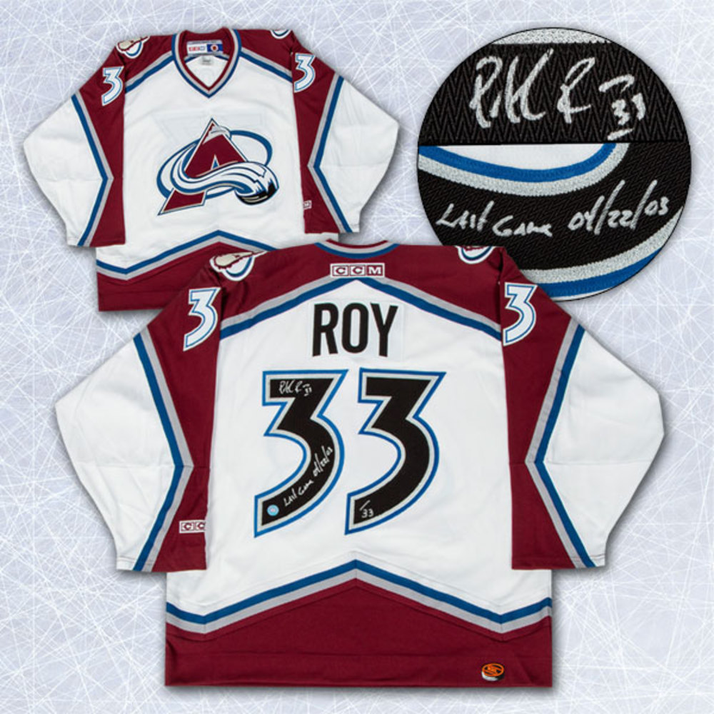 Patrick Roy Colorado Avalanche Signed & Dated Last Game Retro CCM Jersey #/33 