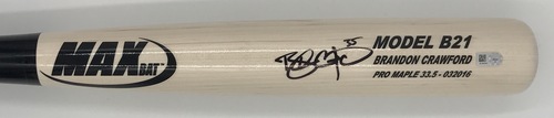 Photo of Brandon Crawford Autographed Game Model Max Blonde Bat