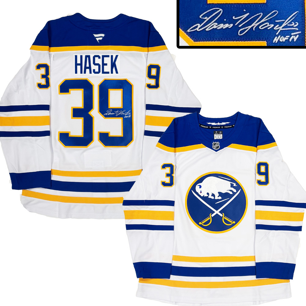 DOMINIK HASEK Signed Buffalo Sabres White Fanatics Premium Jersey - HOF14