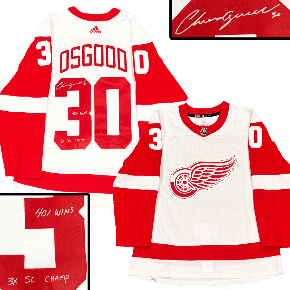 CHRIS OSGOOD Signed Detroit Red Wings White Adidas PRO Jersey - 