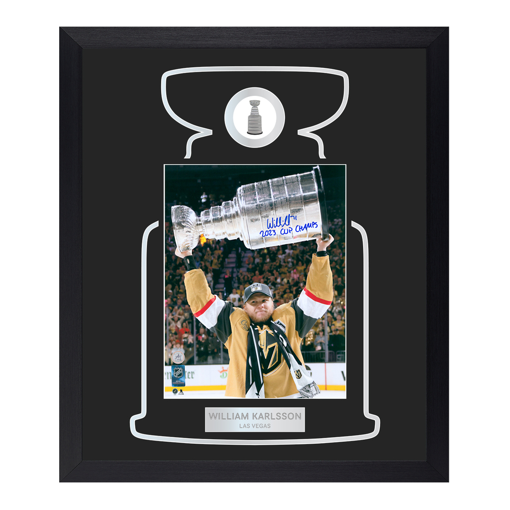 William Karlsson Signed & Inscribed Golden Knights Cup Champion 23x27 Frame #/23
