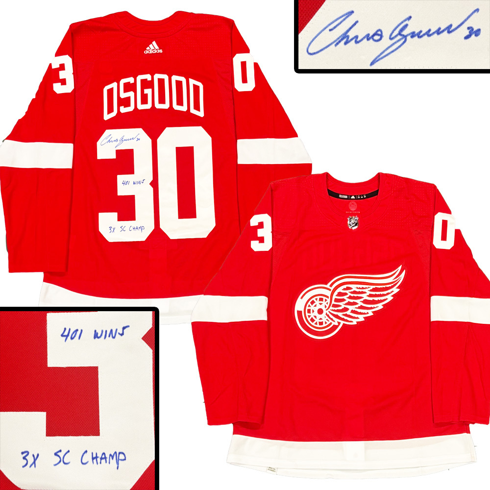 CHRIS OSGOOD Signed Detroit Red Wings Red Adidas PRO Jersey - 