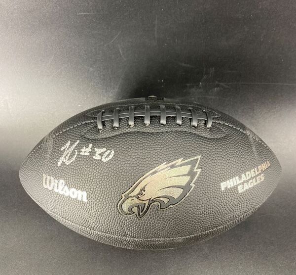 NFL - Eagles Jihad Campbell Signed Black Composite Football With Eagles ...
