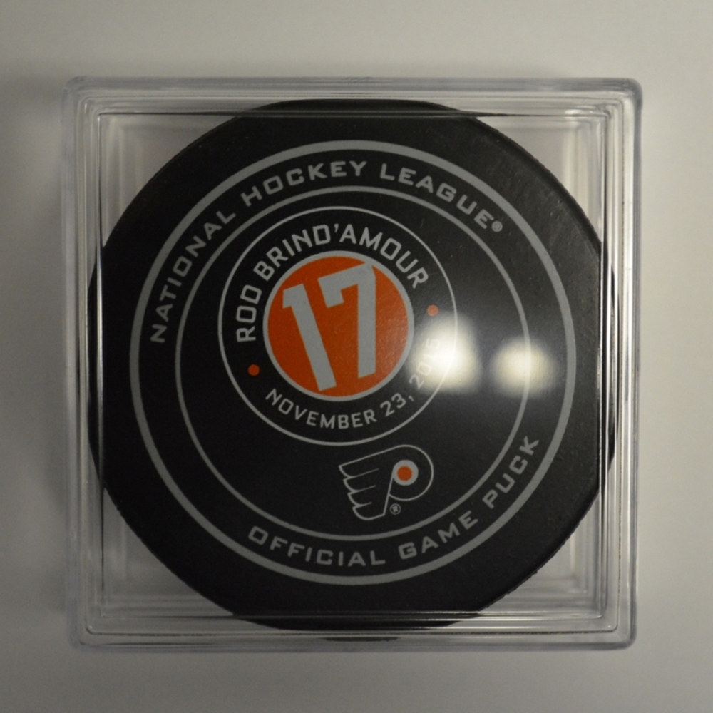 Claude Giroux Philadelphia Flyers Goal Puck Rod Brind'Amour Hall