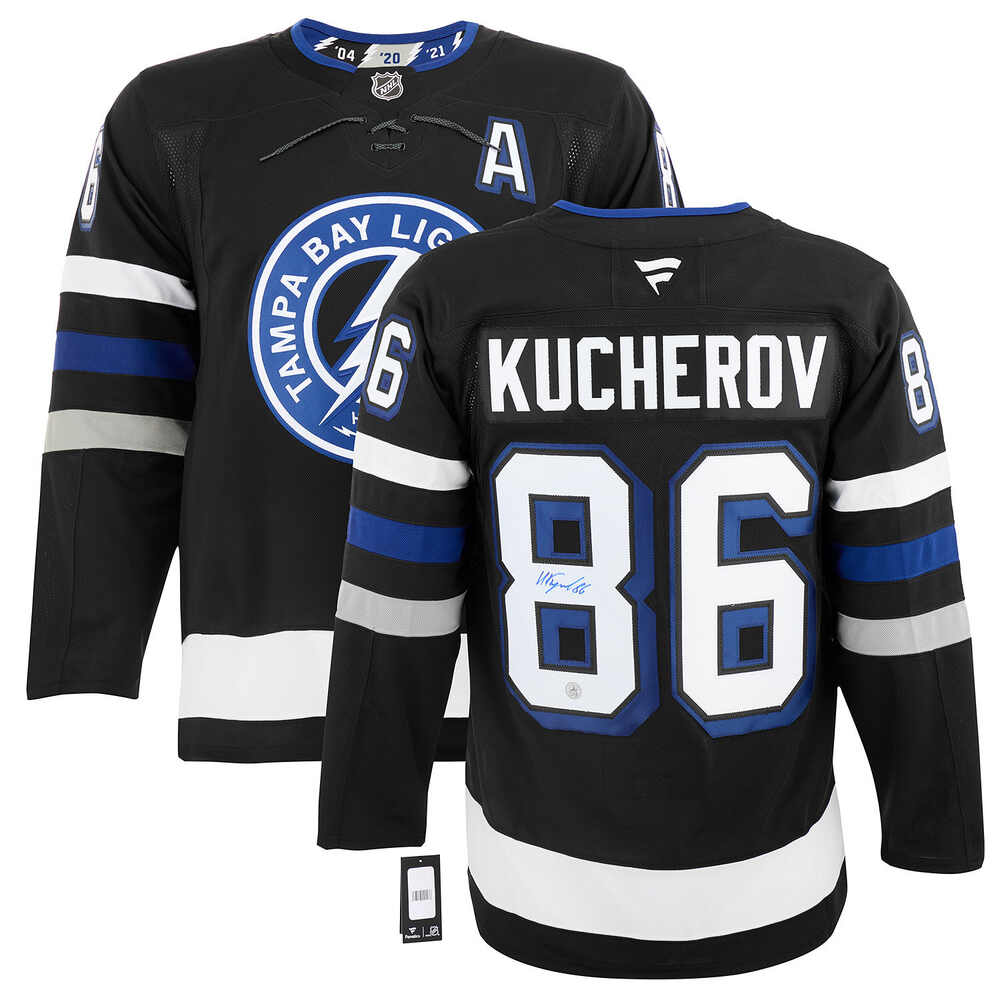 Nikita Kucherov Signed Tampa Bay Lightning Alt Black Fanatics Premium Jersey