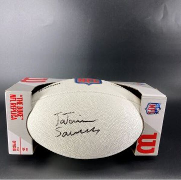 NFL - Panthers Ja'Tavion Sanders Signed White Composite Football