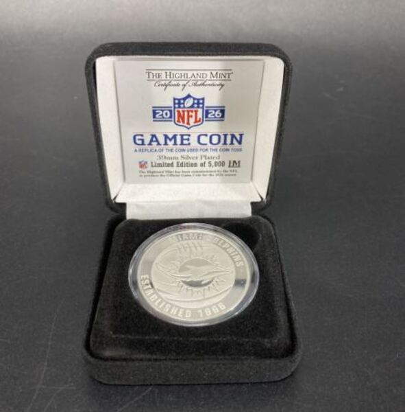 Dolphins Silver Plated Flip Coin 