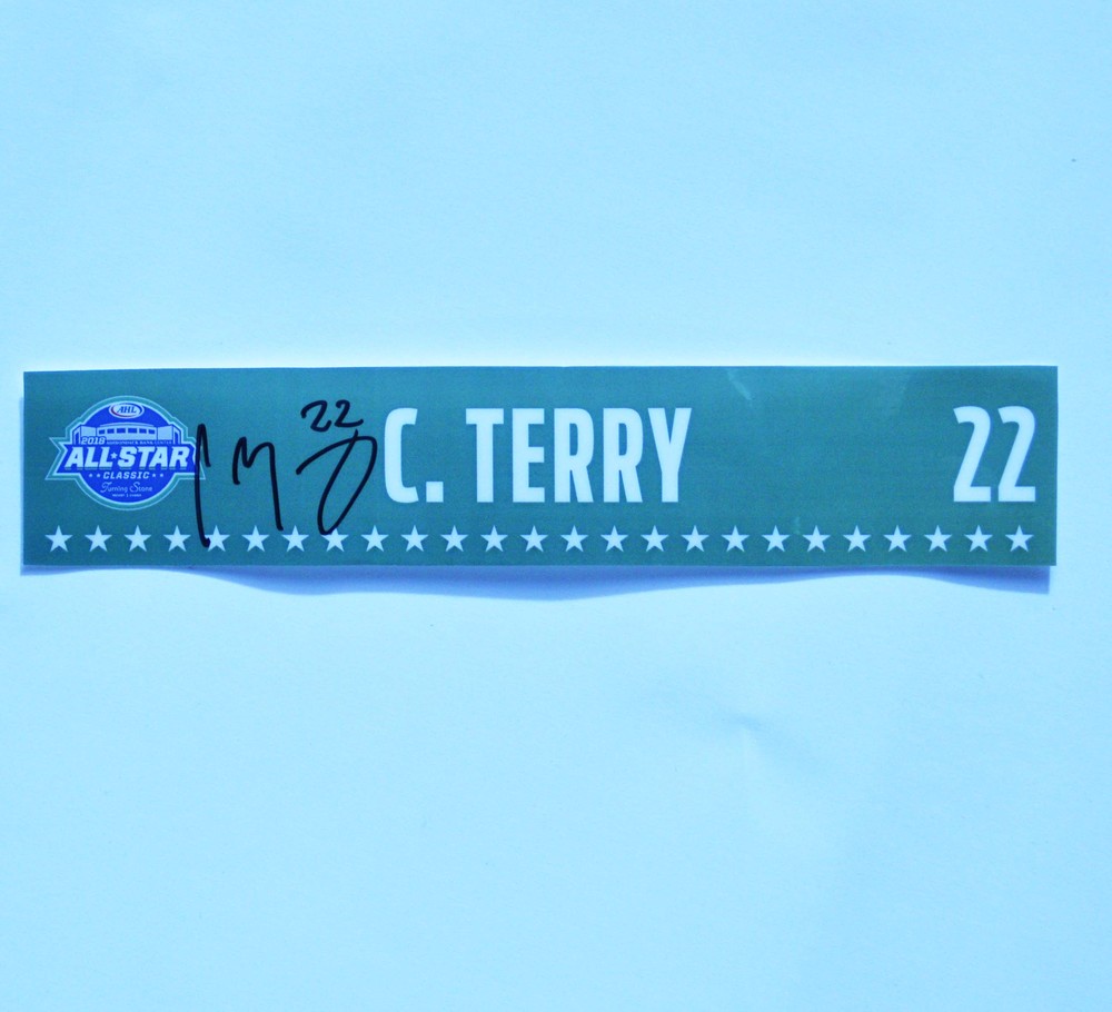 2018 AHL All-Star Classic Locker Room Nameplate Used and Signed by #22 Chris Terry