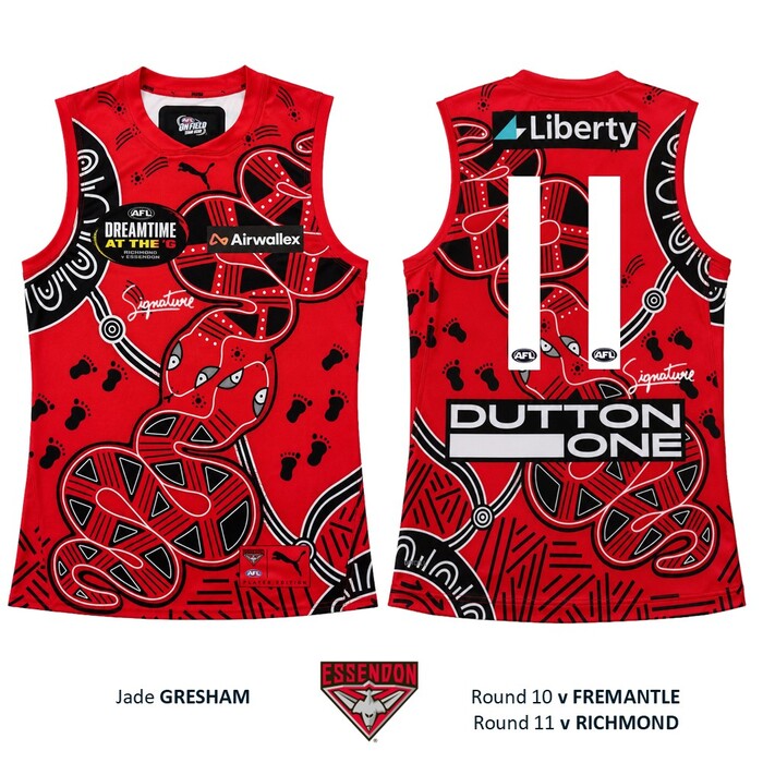 Photo of Jade Gresham #11 Essendon 2026 Dreamtime Guernsey 
