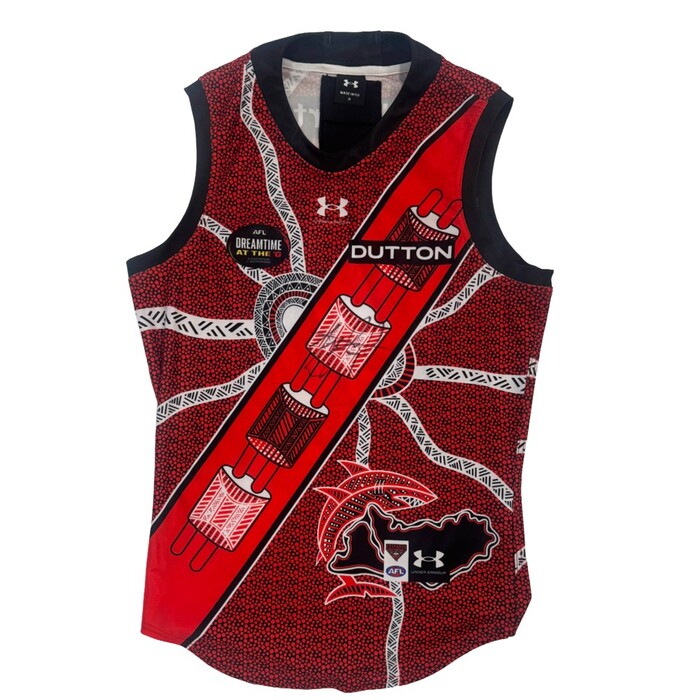 Photo of Zach Merrett 2024 Essendon Dreamtime Match-Worn Guernsey