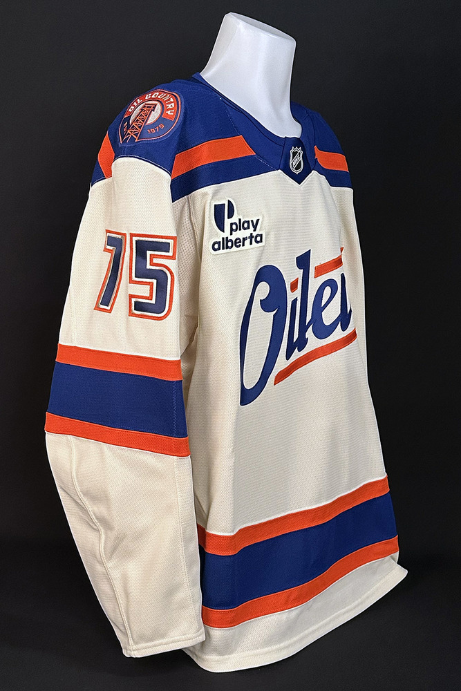 Alec Regula #75 - 2025-26 Edmonton Oilers Alternate Set #2 Game Worn Jersey - Worn For 2 Games - Dec 6th vs Winnipeg & Dec 23rd vs Calgary