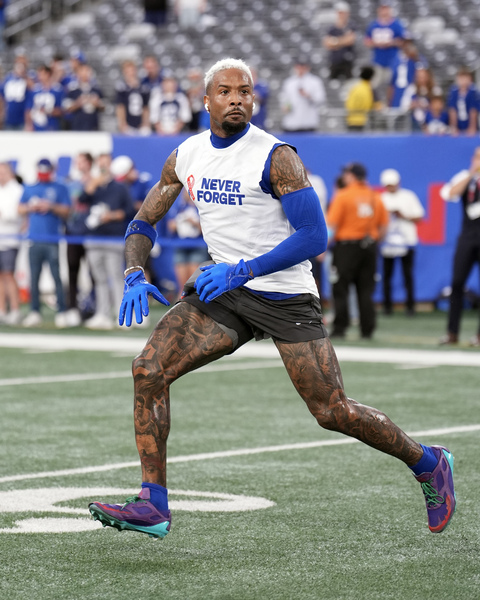 Giants - Never Forget - Odell Beckham Jr Pre Game Worn Shirt 