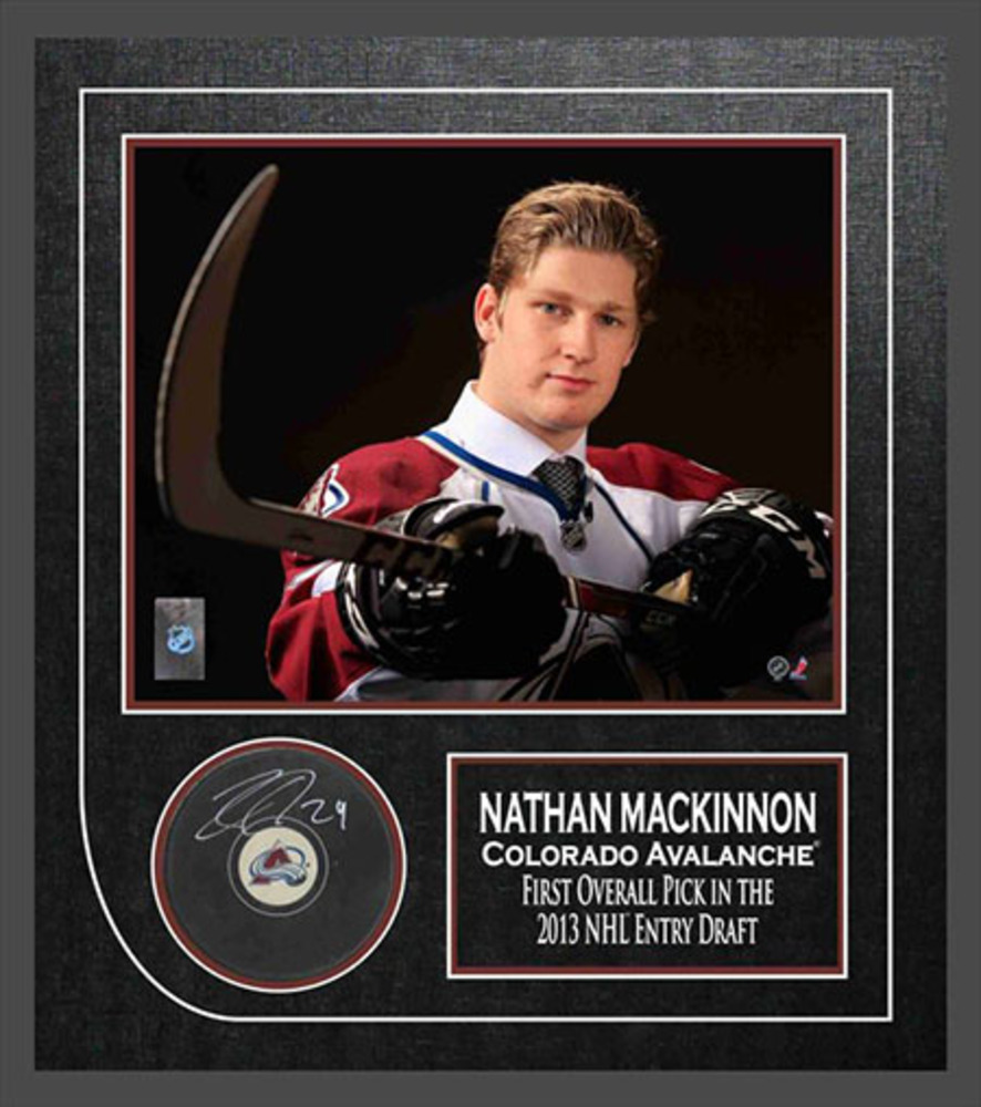 Nathan MacKinnon - Signed & Framed Colorado Avalanche Puck Etched Mat - Featuing 8x10 Action Photo  