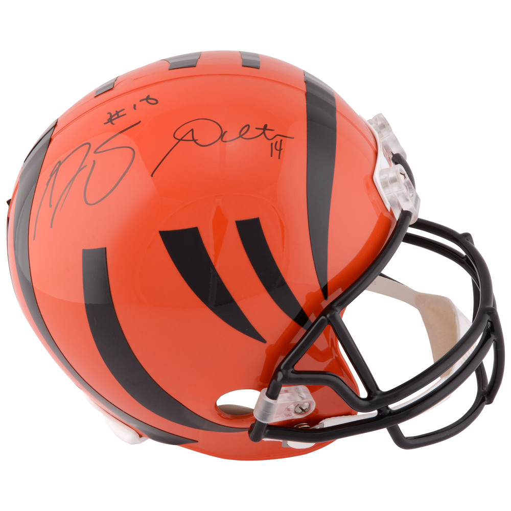 Andy Dalton & A.J. Green Dual Signed Cincinnati Bengals Autographed Riddell Replica Helmet