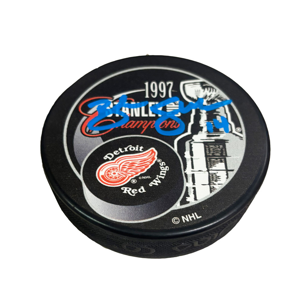 BRENDAN SHANAHAN Signed 1997 Stanley Cup Champions Puck - Detroit Red Wings