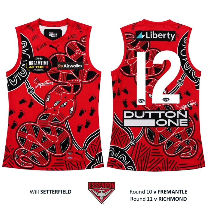 Photo of Will Setterfield #12 Essendon 2026 Dreamtime Guernsey 