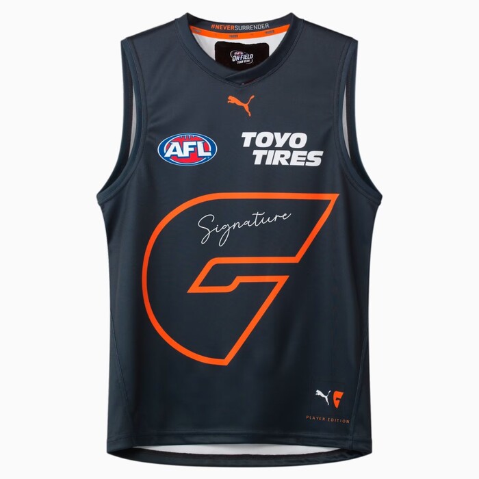 Ryan Angwin #9 GWS GIANTS 2024 Signed Never Surrender Player Guernsey