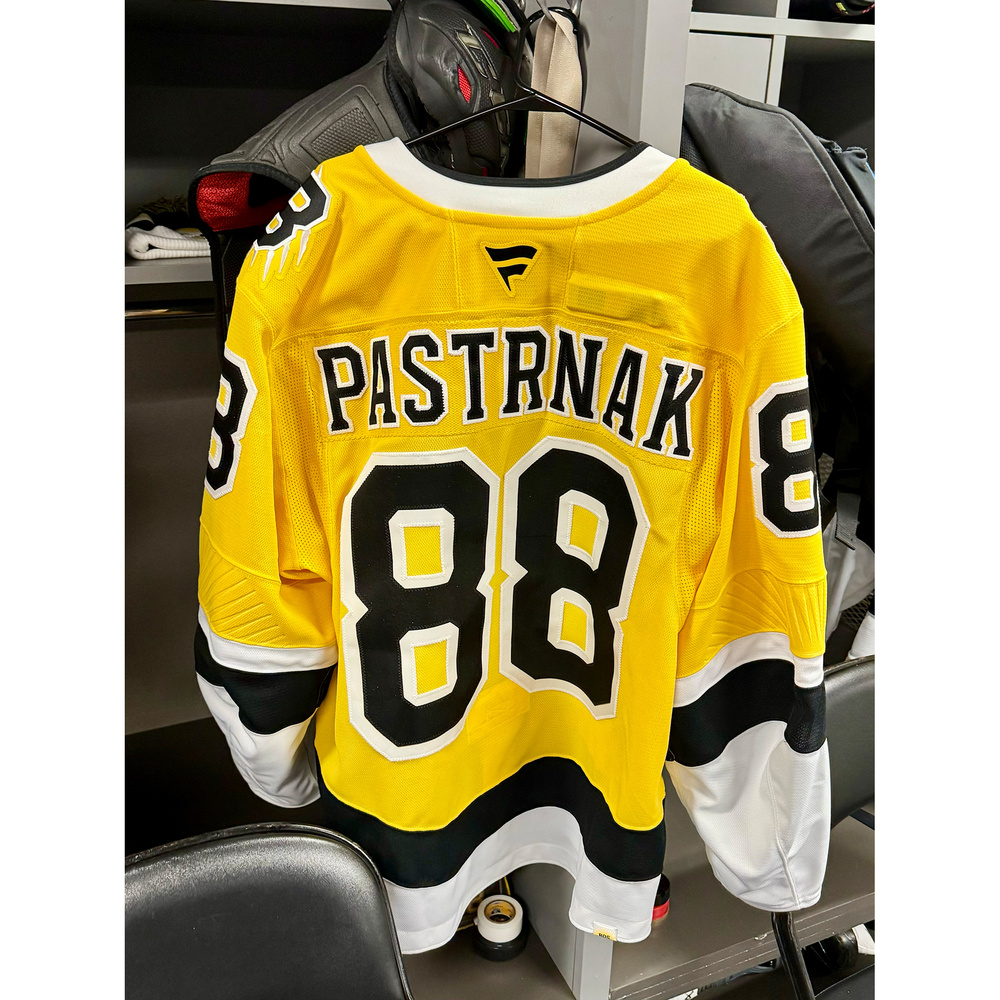 David Pastrnak Boston Bruins #88 2026 NHL Stadium Series Game-Used Yellow Jersey - Worn During the 1st Period on February 1, 2026