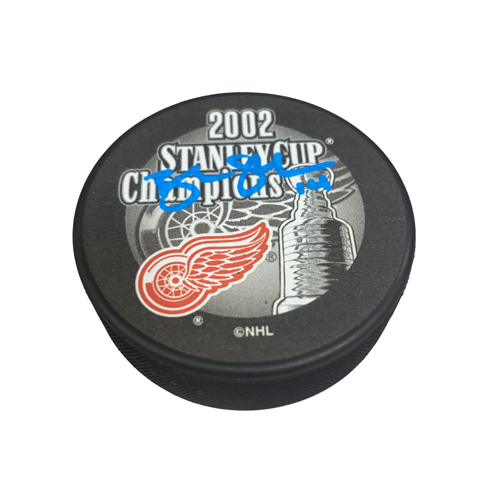 BRENDAN SHANAHAN Signed 2002 Stanley Cup Champions Puck - Detroit Red Wings