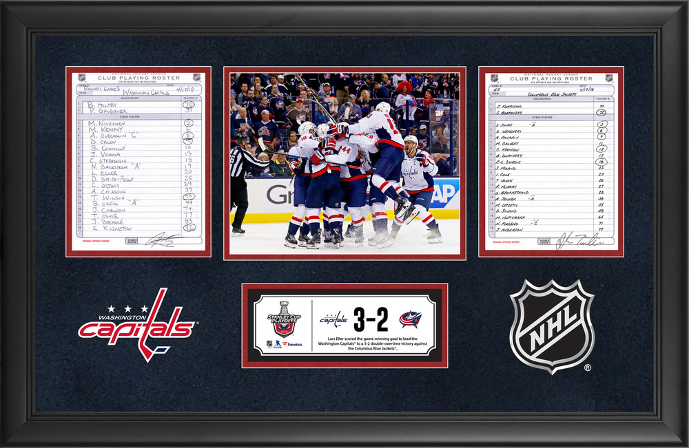 Washington Capitals Framed GameUsed 2018 Stanley Cup Playoffs 1st