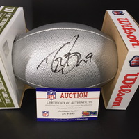 NFL - Saints Drew Brees Signed Silver 100 Seasons Commemorative Football