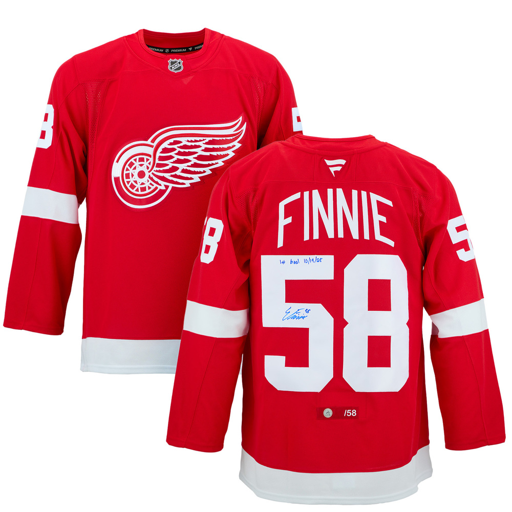 Emmitt Finnie Detroit Red Wings Signed & Dated 1st Goal Fanatics Jersey #/58