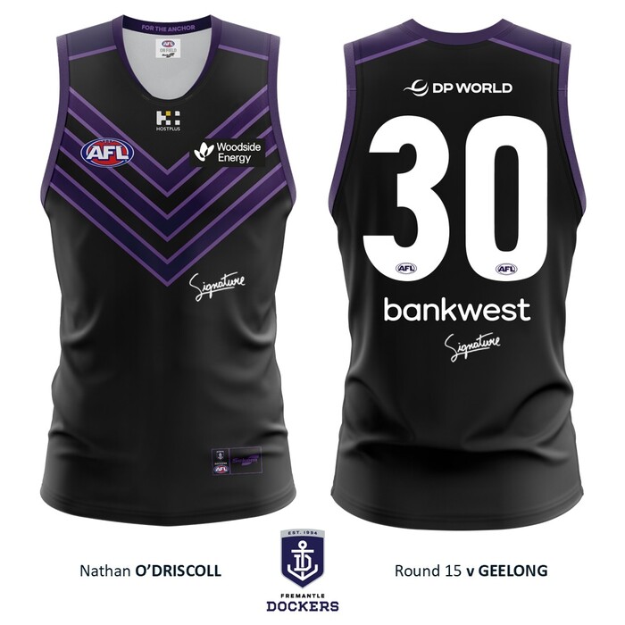 Photo of Nathan O'Driscoll #30 Fremantle 2026 Stealth Match-Worn Guernsey