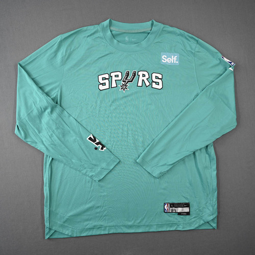 Image of Mamukekelashvili, Sandro - San Antonio Spurs - Game-Issued City Edition Long-Sleeved Shooting Shirt - 2022-23 NBA Season