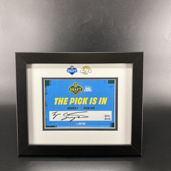 NFL - Rams Ty Simpson Signed NFL Draft Card with Frame (First Official N...