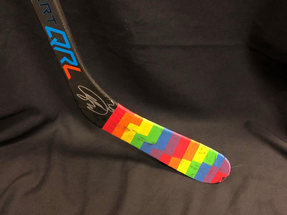 Sebastian Aho #20 Autographed Pride Tape Stick