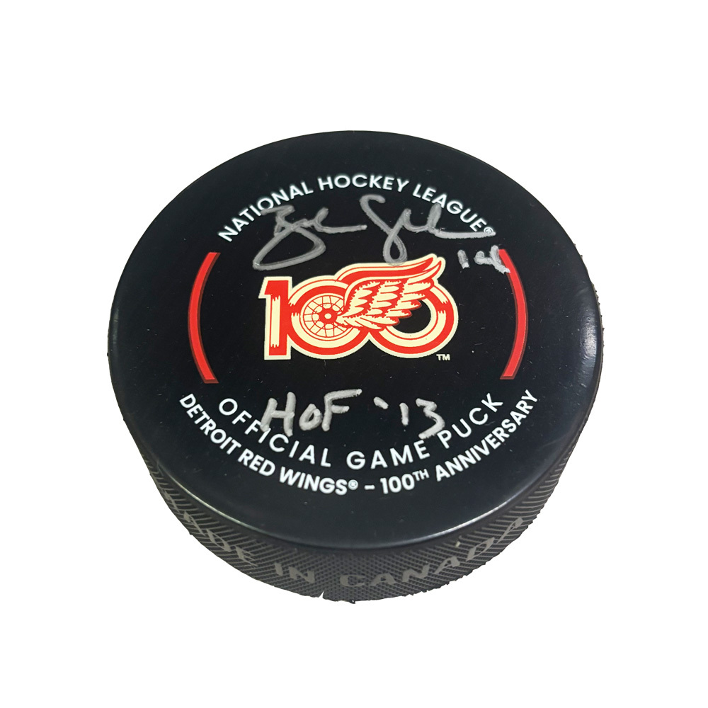 BRENDAN SHANAHAN Signed Detroit Red Wings 100th Year Anniversary Official Game Puck - HOF'13