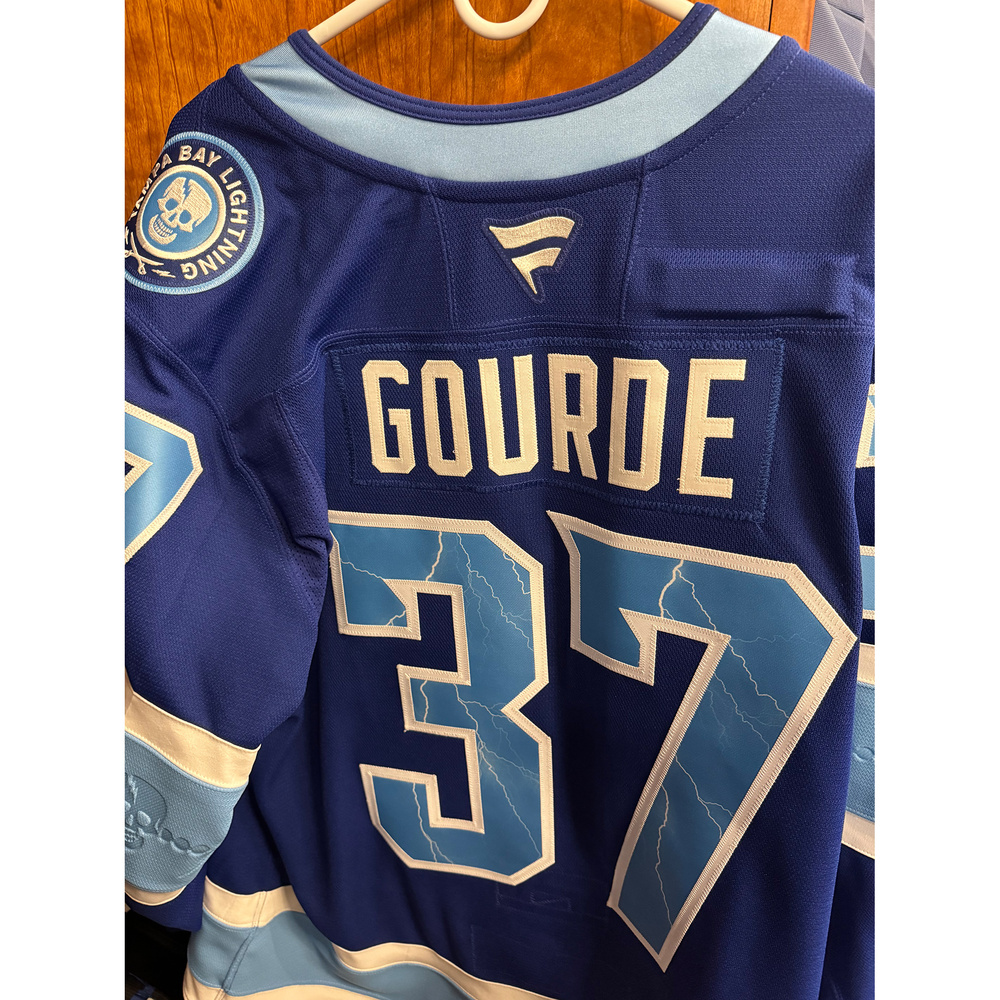 Yanni Gourde Tampa Bay Lightning #37 2026 NHL Stadium Series Game-Used Blue Jersey - Worn During the 1st Period on February 1, 2026 - Size 54