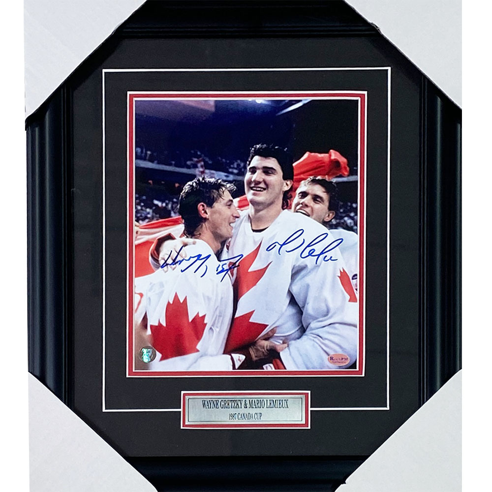 【原画/額装】かつまたひでゆき 2点 セット 2015年 ローブロー スケボー Wayne Gretzky & Mario Lemieux Autographed 1987 Canada Cup Framed
