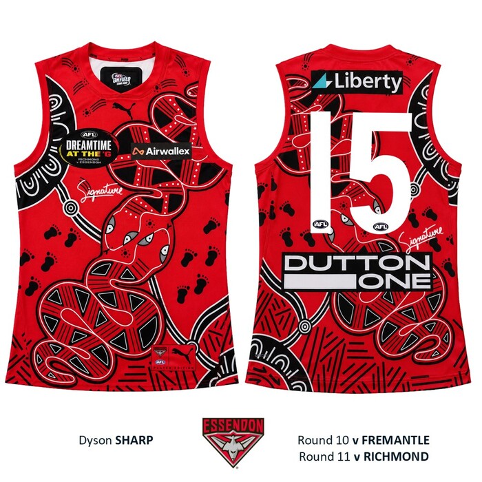 Photo of Dyson Sharp #15 Essendon 2026 Dreamtime Guernsey 