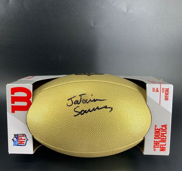NFL - Panthers Ja'Tavion Sanders Signed Gold Composite Football