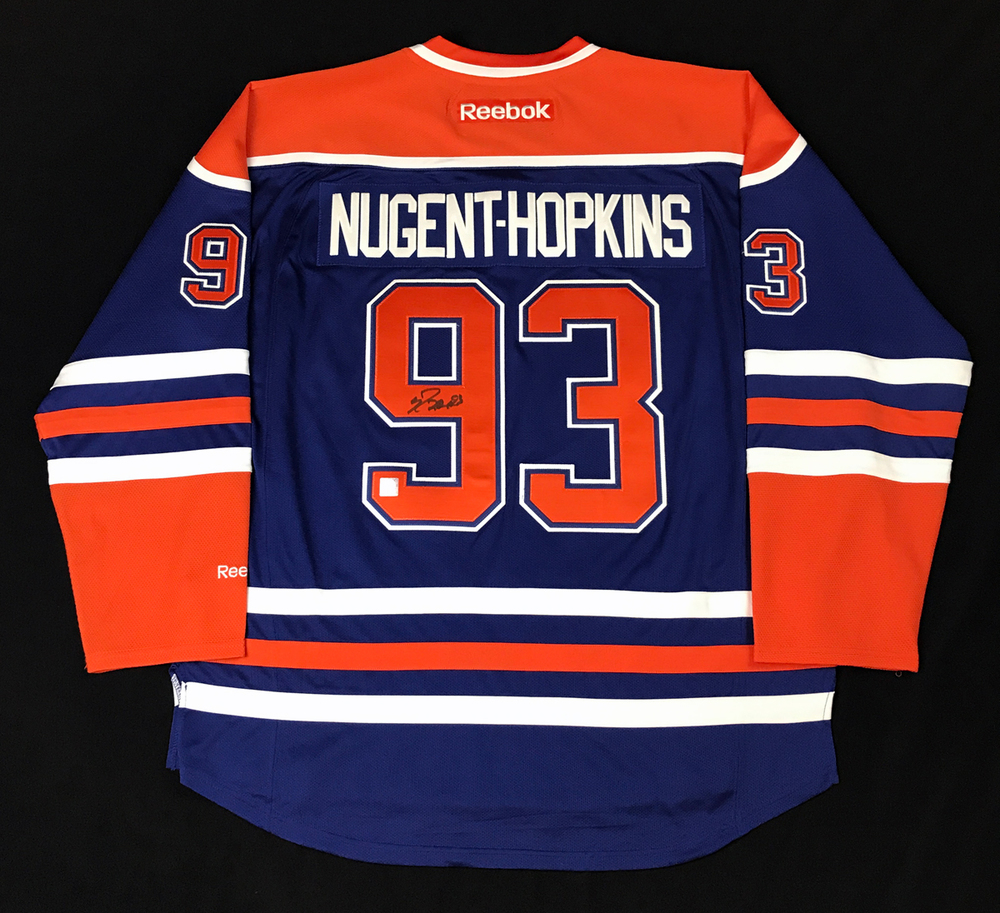 Ryan NugentHopkins 93 Autographed Edmonton Oilers Royal Blue