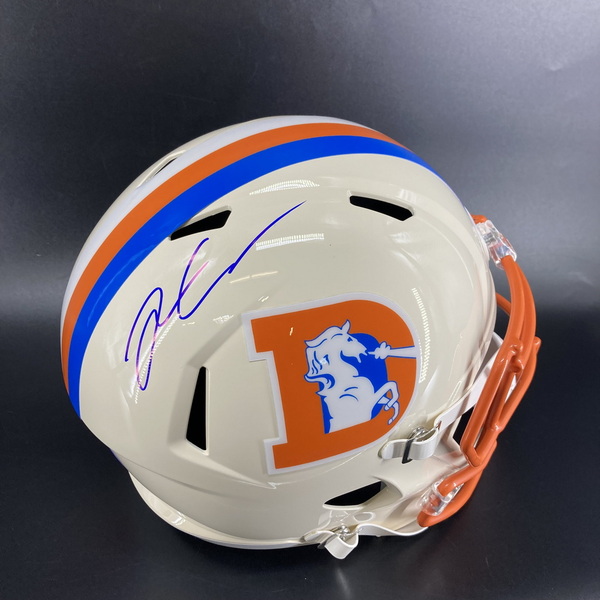 NFL - Broncos Jonah Coleman Signed Retro Replica Speed Helmet