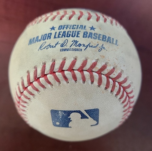 Photo of Authenticated Game Used Baseball: Jose Altuve Grounds into Force Out against Derek Law (Aug 31, 2019 vs HOU). Top 7.