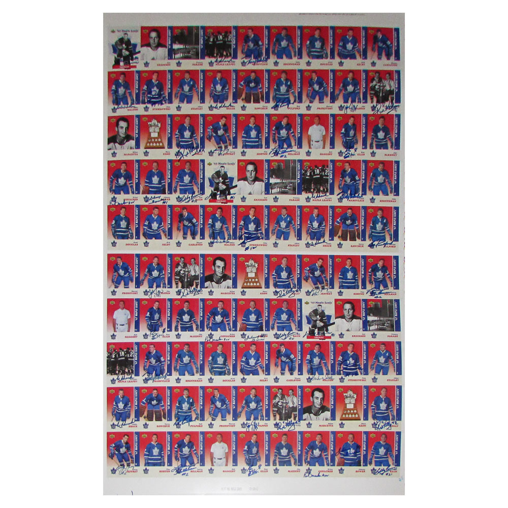 1967 Toronto Maple Leafs Autographed Uncut Card Sheet - 3 Complete Sets with Tons of Signatures. 