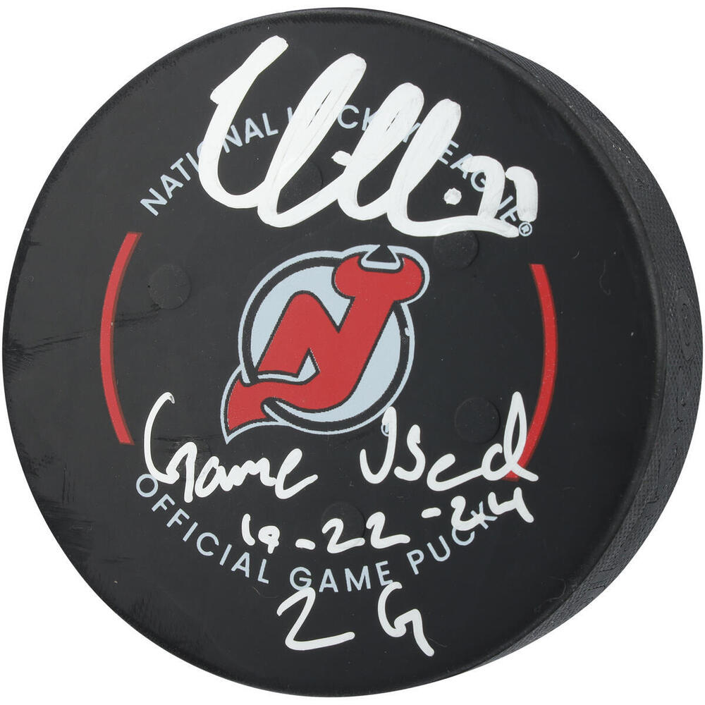 Victor Hedman Tampa Bay Lightning Autographed Game-Used Puck vs. New Jersey Devils on October 22, 2024 with Multiple Inscriptions