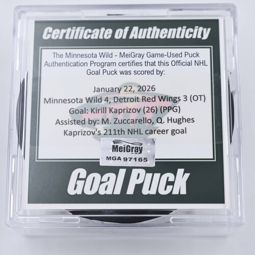Image of Kaprizov, Kirill - Minnesota Wild - January 22, 2026 vs. Detroit Red Wings (Wild's 25th Anniversary Logo)