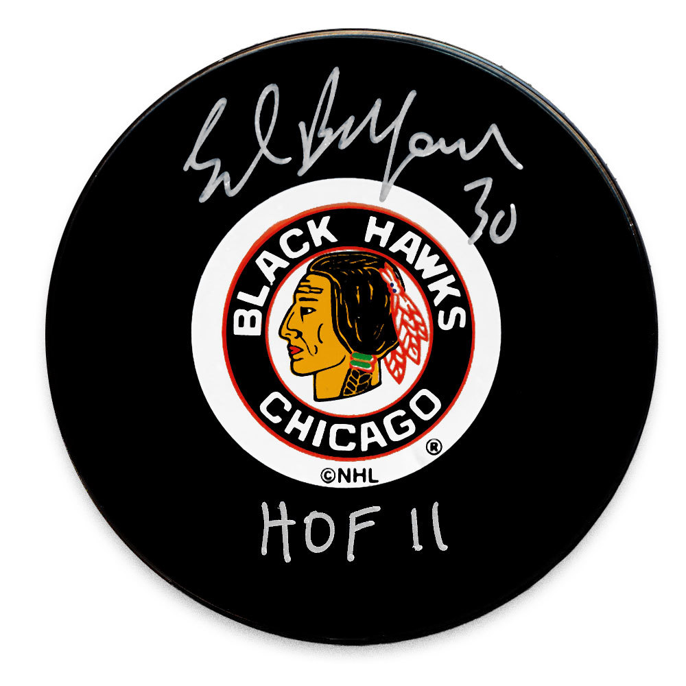 Ed Belfour Chicago Blackhawks HOF Autographed Puck