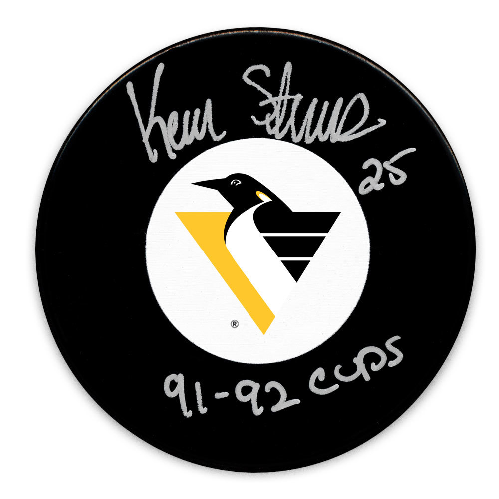 Kevin Stevens Pittsburgh Penguins 1991 & 1992 Cups RETRO Autographed Puck