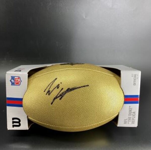 NFL - Eagles Eli Stowers Signed Gold Composite Football