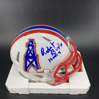 HOF - Oilers Robert Brazile Signed Mini Helmet with HOF 18 Inscription