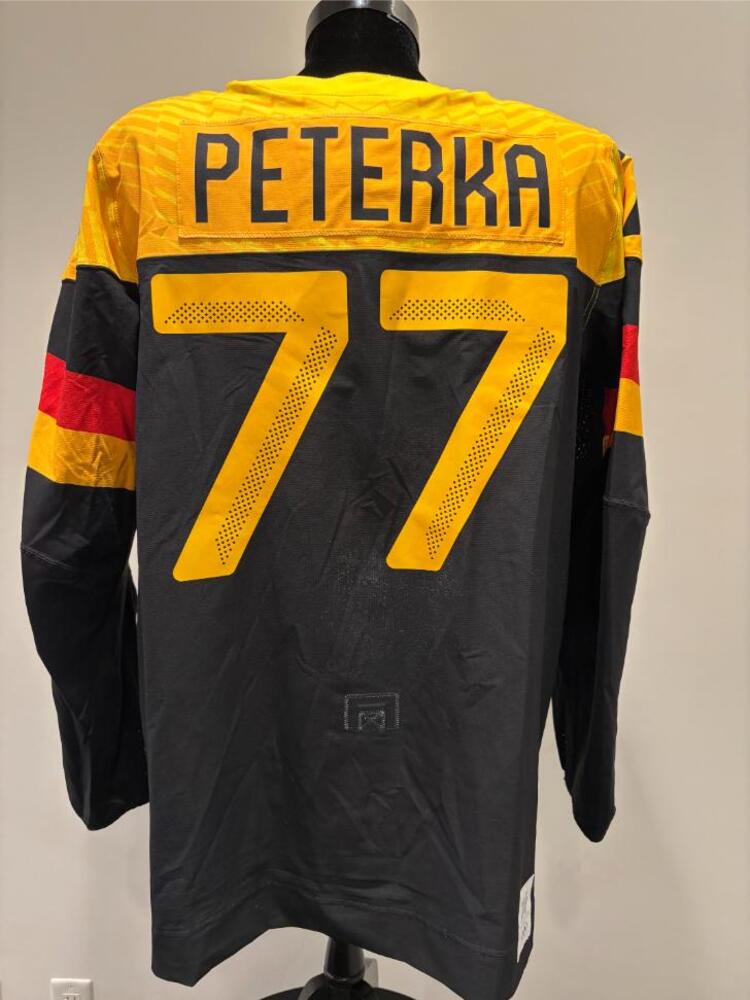 JJ Peterka Germany Game-Used Black Jersey worn v. USA on February